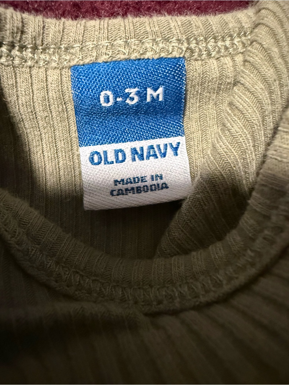Old Navy Olive Ribbed Long-Sleeve Baby One-Piece - Picture 4 of 5